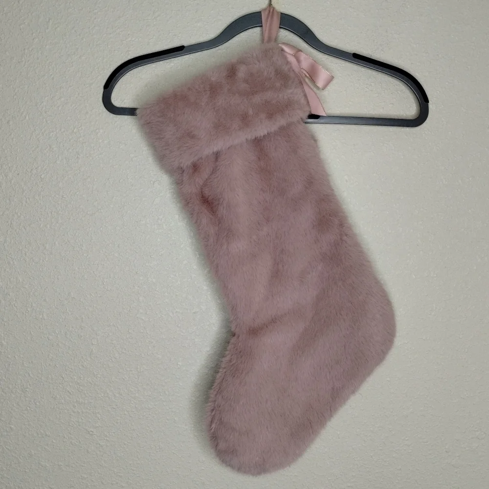 Victoria’s Secret Stocking Christmas Holiday Faux Fur Mauve Pink